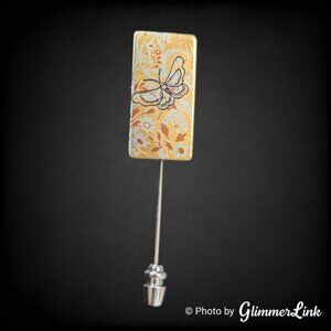 Vintage Reed & Barton Damascene Butterfly Unisex Rectangular Stick Pin